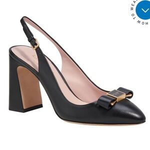 Kate spade bowdie slingback black leather pumps new in box msrp $258 sz 6.5 m